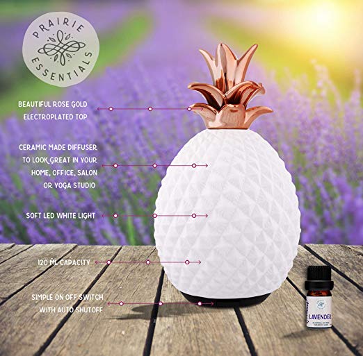 pineapple lavender plant Ceramic Pineapple Essential Oils Diffuser, 120ml, with 5ml Bottle of L – Prairie Essentials