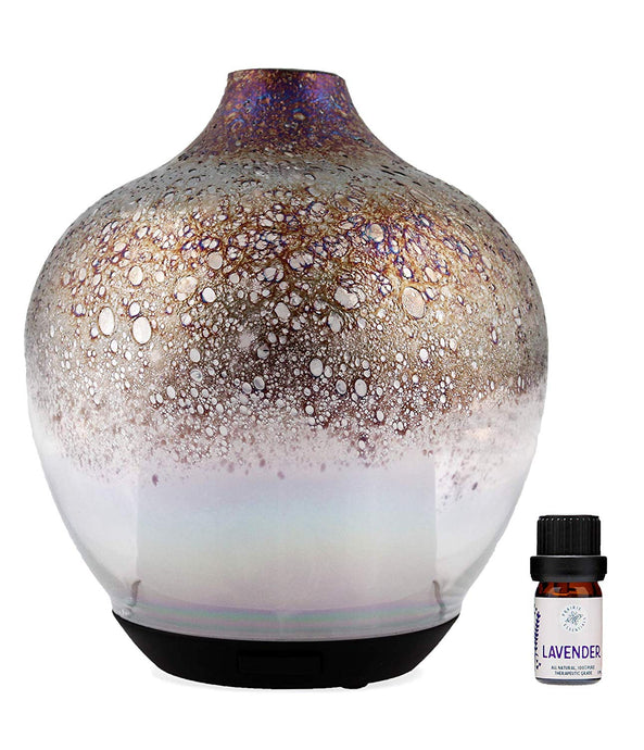 Hand Blown Opal Glass Essential Oils Diffuser, 120ml, with 5ml Bottle of Lavender