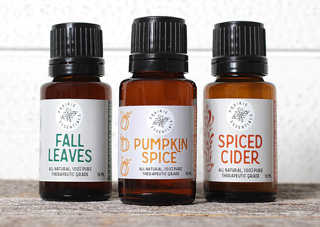 Autumn Comforts Essential Oil Blends Set - Pumpkin Spice, Fall Leaves and Spiced Cider